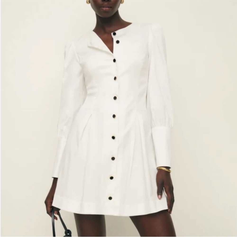 NEW Reformation Lovisa Long Sleeve Organic Cotton Velvet Button Mini Dress 10 - Picture 2 of 8